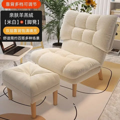 Armless Lazy Chair with Ottoman Recliner Single Corner Sofa Chair Upholstered Comfy Lounge Leisure Reading Accent Chair for Living Room Furniture