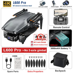 New L600 PRO MAX/PRO GPS Drone 5KM 4K Professional HD Dual Camera 3-Axis Gimbal 360° Obstacle Avoidance Brushless Quadcopter Toy