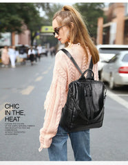 Women Soft Leather Backpack School Black Casual Multifunctional College Bag Large Capacity Shoulder Bags Travel Tote Backpack
