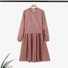 ZANZEA Women Chic Long Tops Islamic Muslim Fashion Hijab O-Neck Wrapped Pleated Hem Blouses Modest Tied Long Sleeve Solid Tunics