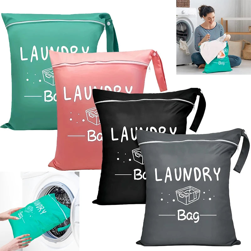 Travel Laundry Bags with Zip, Waterproof Laundry Bag Travel, Reusable Wet Bag with Zip, Waterproof Laundry Bag for Fitness