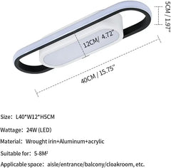 LED Ceiling Light Rectangular 24W,LED Ceiling Lamp White Light 6000K, Acrylic Ceiling Light for Bedroom,Hallway Balcony
