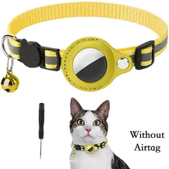 Anti-Lost Cat Collar for Airtag GPS Tracker Protective Case With Bell Reflective Cats Accessories Pet Products