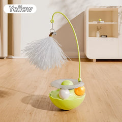 Funny Tumbler Cat Toys for Bite Resistant Removable Turntable Plush Feathers Cat Toy Interactive Cat Teasing Stick Pet Shop