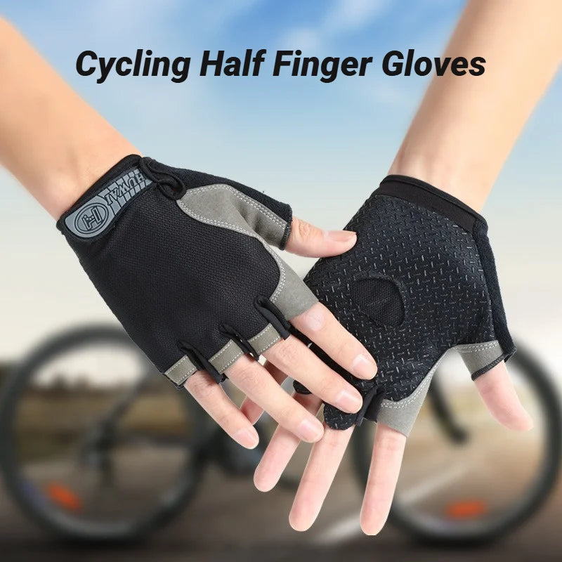 Half Finger Cycling Gloves Men Women Anti Slip Shock Breathable Summer Bicycle Fingerless Sports Gym Training Bike