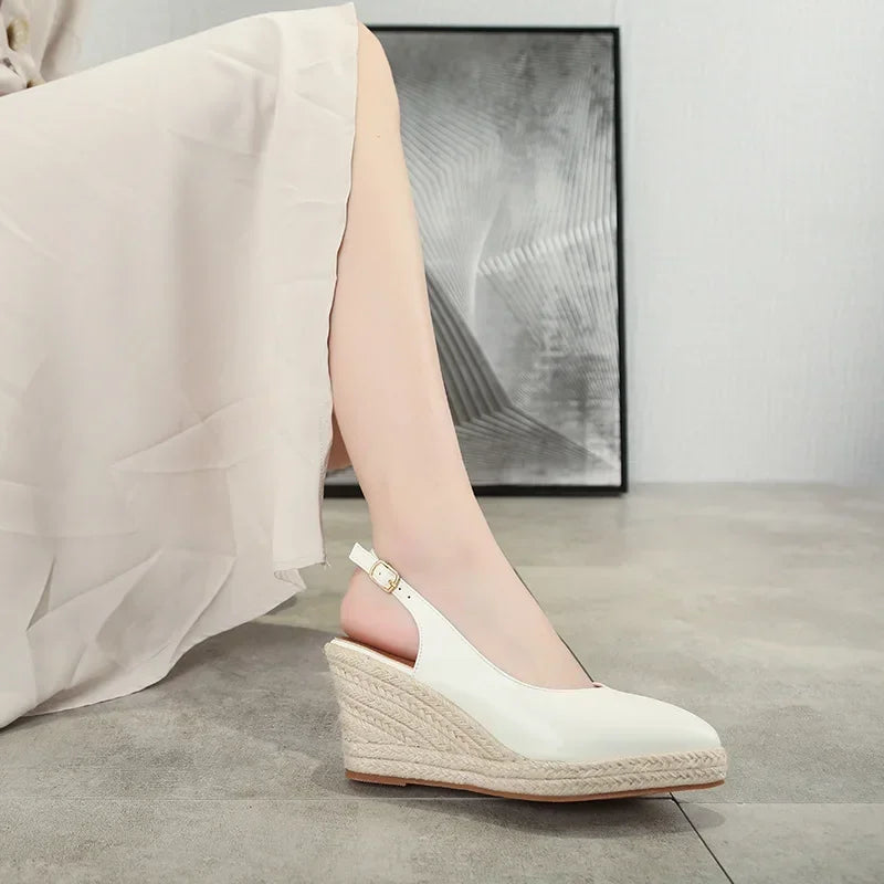 Summer High Heels Sandals Women Heeled Shoes Pointed toe Brand Ladies Party Women Wedges Sandals 8cm Plus Size 42 DX334