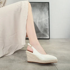 Summer High Heels Sandals Women Heeled Shoes Pointed toe Brand Ladies Party Women Wedges Sandals 8cm Plus Size 42 DX334