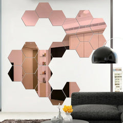 Hexagon Acrylic 3D Mirror Wall Stickers – DIY Decor Set