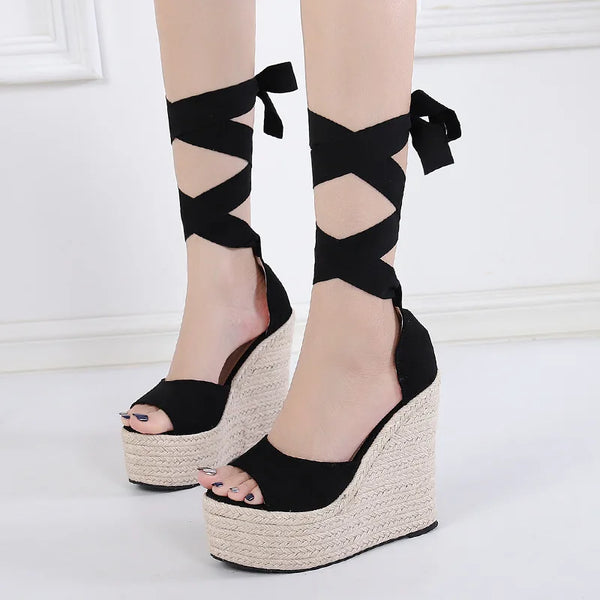 Women's wedge Espadrille Ankle Strap Sandals Comfortable Ladies Womens Casual Shoes Breathable Flax Hemp Canvas Pumps