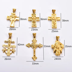 Religious Stainless Steel Cross Pendant Necklace for Women Men Charms for Chain Choker Christian Metal Jewelry Making Accessory