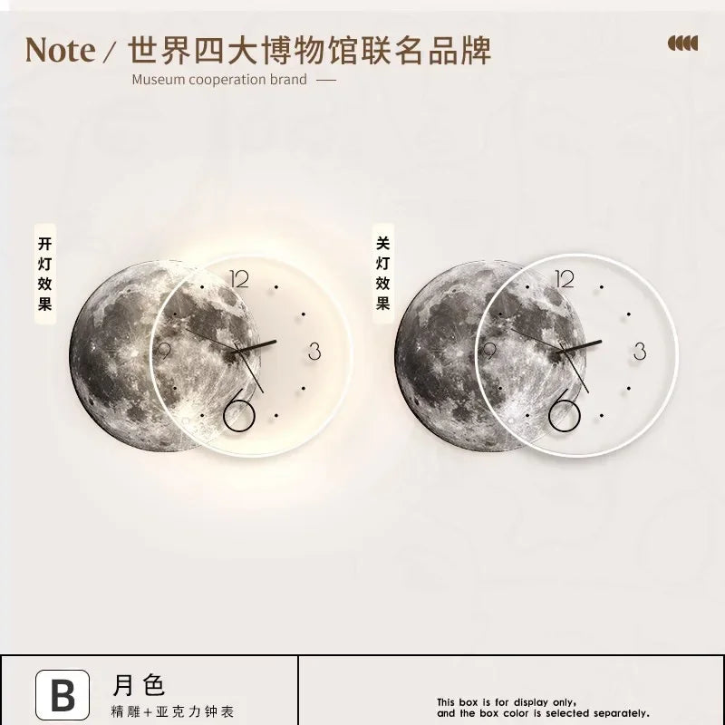 LED Moon Wall Clock – Modern Home Decor Wall Decor Clock