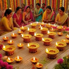 AB41-LED Diwali Diya Water Sensor Lights 24 Pcs, Waterproof Flameless Tea Lights For Home, Temple, Pooja, Return Gifts