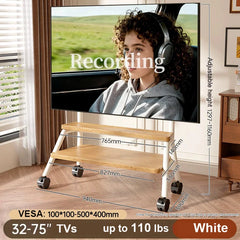 BEISHI NEW Mobile TV Stand for Most 32-75 Inches TVs Portable Floor TV Stand with Locking Wheels ocking Wheels up to 110 Lbs Living Room Furniture