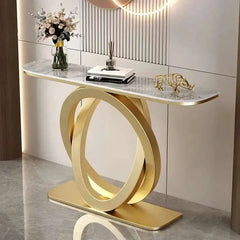 Luxury tablet computer console table Italian semi-circular iron entrance cabinet table Console Tables Creative corridor end view