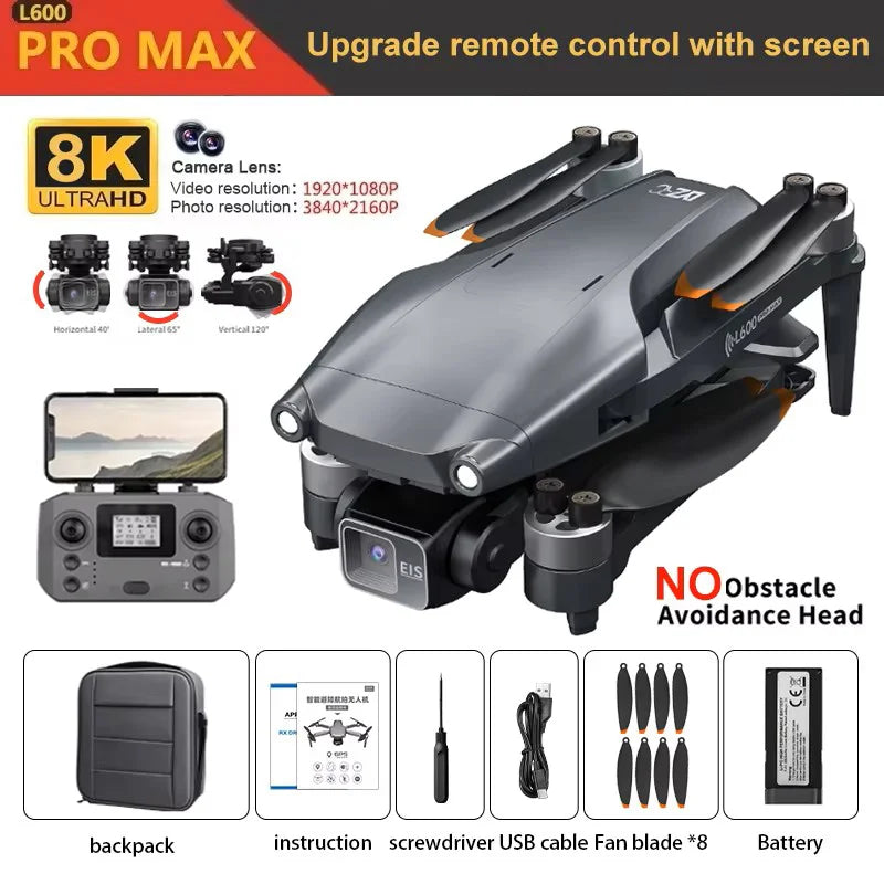 2026 4K Professional HD Dual Camera New L600 PRO MAX GPS Drone 5KM 3-Axis Gimbal 360 Obstacle Avoidance Brushless Quadcopter Toy