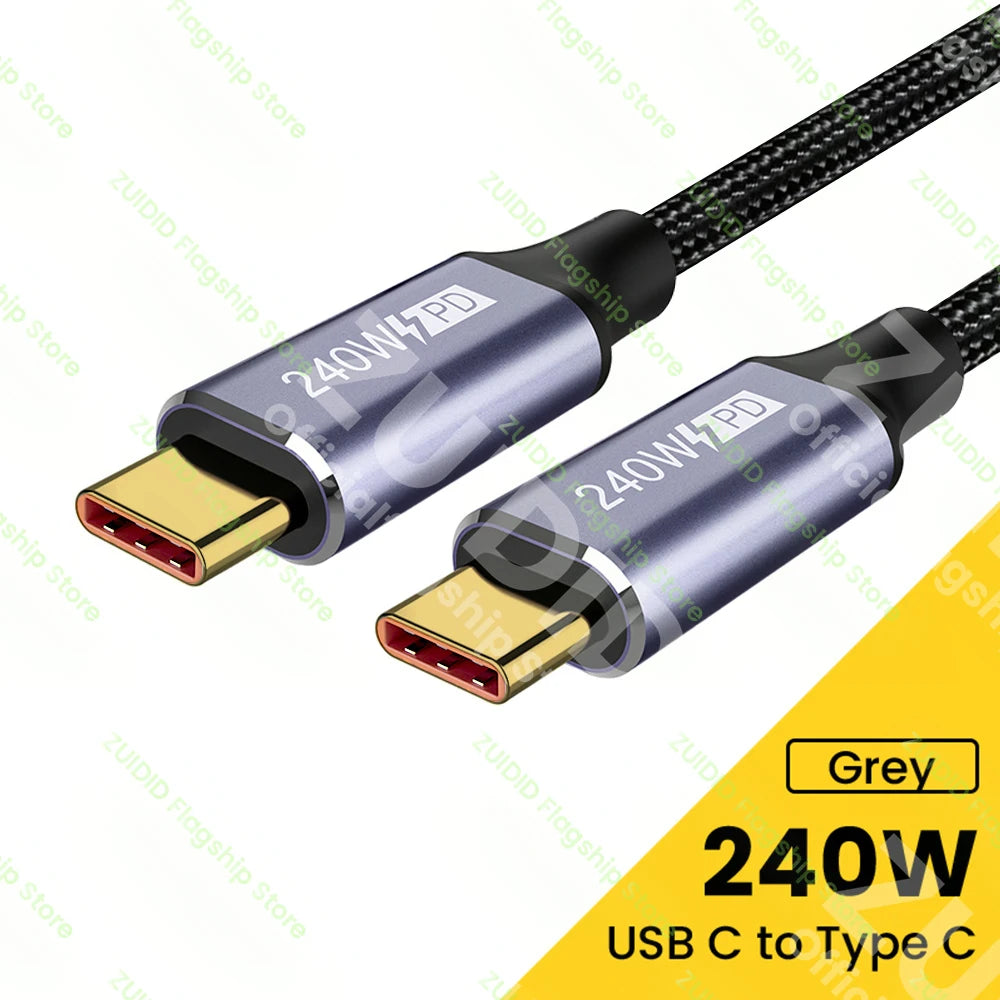 100W USB C To Type C Cable PD 3.1 240W Fast Charging Charger Cord USB-C 5A Type C Data Cable For Macbook iPad Samsung Xiaomi 2m