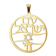 Teamer Stainless Steel Jewish Star of David Israel Map Hebrew Letter Charm Pendant for Jewelry Making Necklace DIY Wholesale