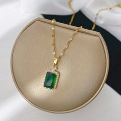 New In Light Luxury Zircon Crystal Stainless Steel Necklace Korean Fashion Sweet Sexy Female Clavicle Chain Jewelry