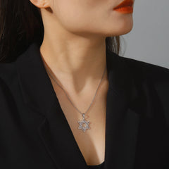 New Fashion Star of David Pendant Necklace  Simple Stainless Steel Necklace Jewelry Gift Wholesale