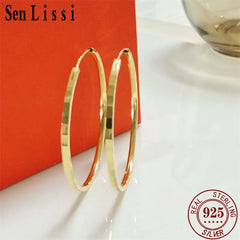 Senlissi 18K Gold Plated 925 Silver Hoop Earrings for Women