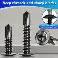 200/50PCS Black Stainless Steel Self-tapping Screws Round Flat Head Drill-Tap Screw Cross Phillips Fasteners Hardware 13/19/25mm