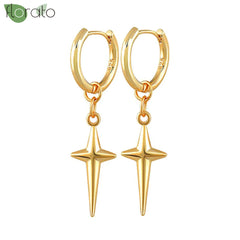 925 Sterling Silver Needle Fashion Cross Pendant Hoop Earrings for Women Vintage Gold Color Small Earrings Luxury Jewelry Gifts