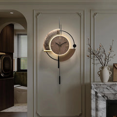 Modern Art Large Wall Clock With Pendulum Creative Voice-Activated Glow Silent Clocks Living Room Kitchen Office Room Decor Gift
