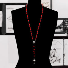 Fashion Vintage Crucifix Virgin Mary Pendant Cross Necklace Jesus Rosary Beads Chain
