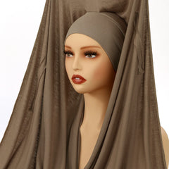 Instant Chiffon Hijab with Magnetic Buckle – Solid Color Scarf