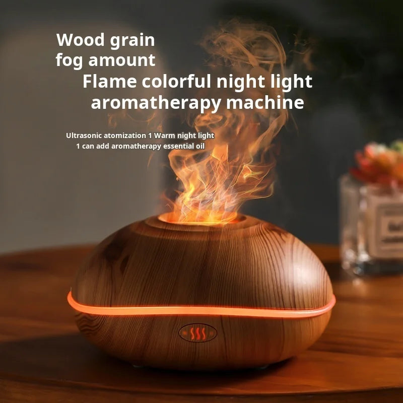 7 colores Fire Flame Wood grain aromatherapy machine humidifier Aroma Diffuser Air Ultrasonic Mist Maker Fogger Aroma Home Decor