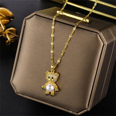 New In Light Luxury Zircon Crystal Stainless Steel Necklace Korean Fashion Sweet Sexy Female Clavicle Chain Jewelry