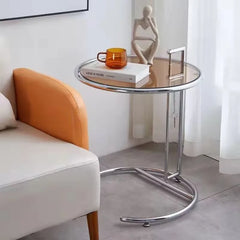 Nordic Glass Coffee Table Living Room Furniture Side Table Balcony Stainless Steel Lifting Tea Table Transparent Bedside Tables Bedroom Furniture