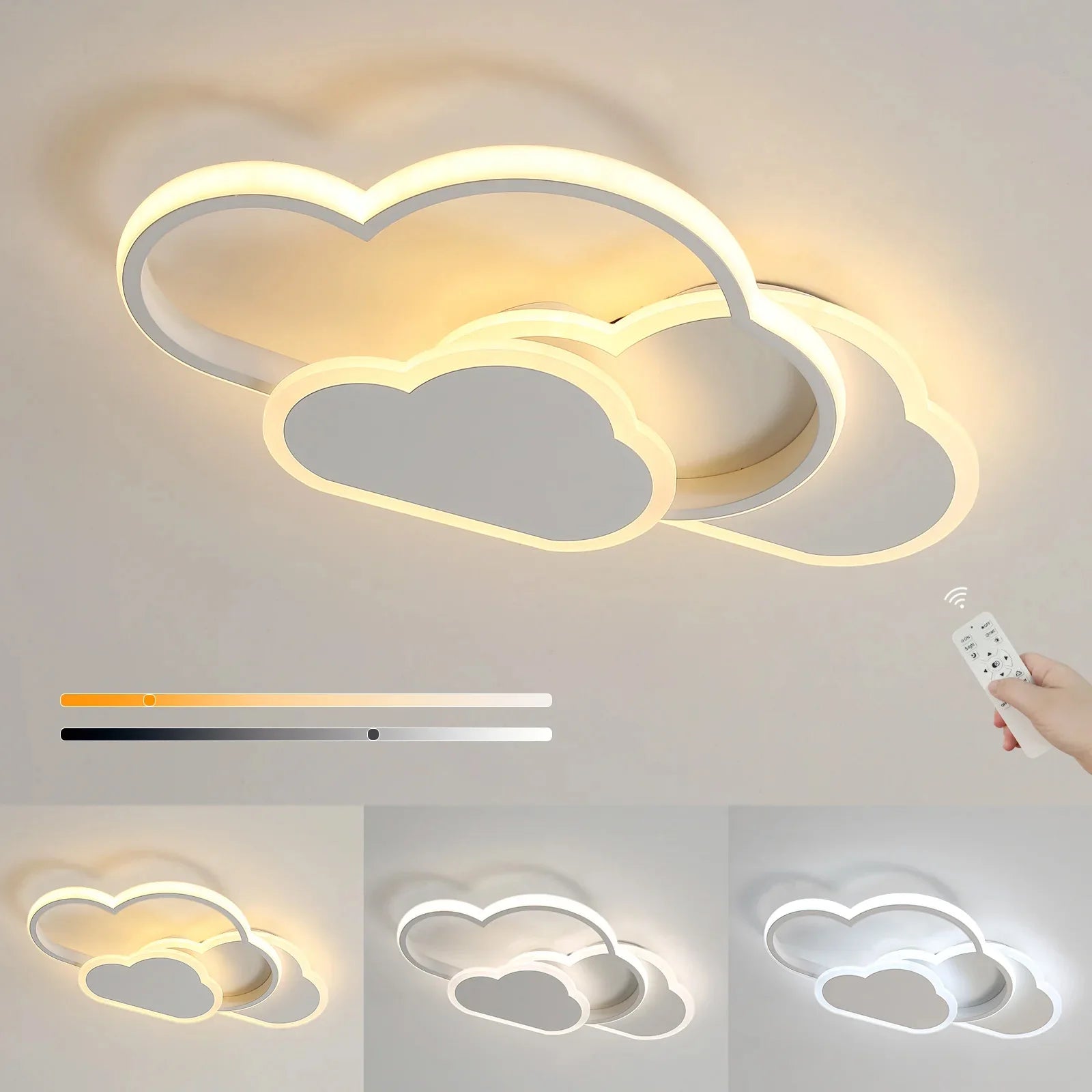 Cloud Ceiling Light,32w Creative LED Ceiling Lamp with Dimmable Remote Control 3000-6500k 2800lm,for Living Room