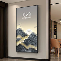 Home Decor LED Lights Digital Display Wall Clock Living Room Wall Decoration Hanging Painting Digital Electronic Clock