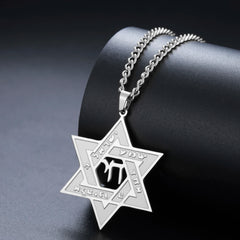 Jeshayuan Hebrew Chai Jewish Menorah Hanukkah Necklace for Women Star of David Stainless Steel Necklaces Amulet Jewelry Gift