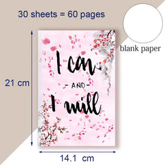 A5 Notebook Note Book Motivational Quote - I Can and I Will - Sketch Writing Blank Journal Success Notepad New Job Graduation