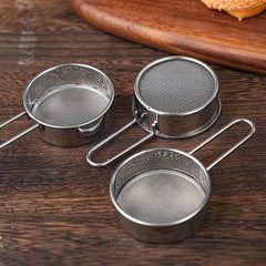 Stainless Steel Flour Sieve Fine Mesh Strainer Baking Flour Sifter With Handle Handheld Coffee Powder Mesh Sieve Baking Tools Kitchen Tools, Cooking Utensils