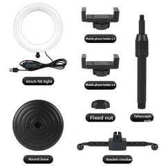 Smartphone Mobile Stand For Cell Phone Holder With LED Ring Light Dual Position For Professional Live Streaming Video Record