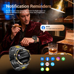 Smartwatch 1.43-inch AMOLED Display 900mAH Battery 45Days Standby Bluetooth 5.3 with Flashlight Men‘s Smart Watch, W90 PRO