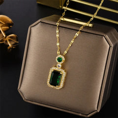 New In Light Luxury Zircon Crystal Stainless Steel Necklace Korean Fashion Sweet Sexy Female Clavicle Chain Jewelry