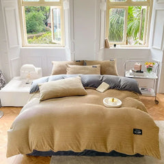 Puffy Duvet Cover Super Soft Plush Bedding Set Fall And Winter Thickened Plush Double Bed Cove