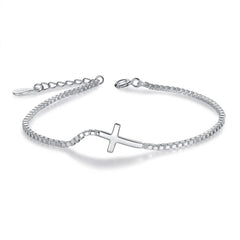 TrustDavis 925 Solid Sterling Silver Womens Luxury Cross Bracelet for Women Men Daugther Birthday Fine S925 Jewelry Set DS3976