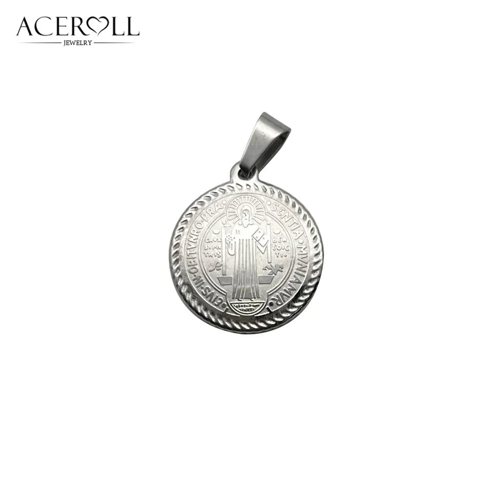 ACEROLL Stainless Steel Catholic Pendant Charms of Saint Benedict  for Christian