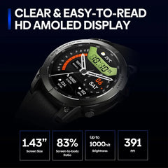 New Zeblaze Stratos 3 PRO GPS Smart Watch 1.43” HD AMOLED Display Built-in GPS Bluetooth Phone Calls Sports Smartwatch for Men
