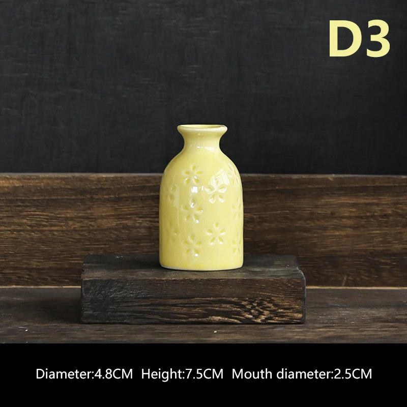 Ins Ceramics Flower Vase Nordic Hydroponics Vases Creative Room Decor Mini Flower Bottle Pots Table Ornament Colorful Vase