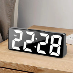 Voice Control Digital Alarm Clock Temperature Date 2 Alarm Snooze Night Mode Table Clock 12/24H USB Plug-in Always On LED Clock