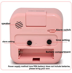 1pc Simple Night Light Small Alarm Clock, Bedside Desktop with Snooze Function Household Creative Plastic Quartz Clock