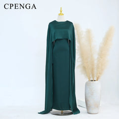 Ramadan 2 Piece Muslim Women Set Dubai Modest Abaya Islam Abayas Femme Elegant Arabic Clothing Fashion Turkey Solid Outfit 2025