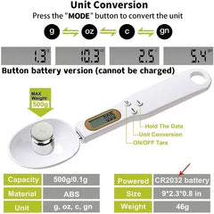 Mini Digital Spoon Scale 0.1–500g – LCD Kitchen Measure Tool