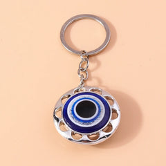 Aihua Lucky Eye Alloy Fatima Hand Keychain Heart Glass Bead Blue Turkish Evil Eye Key Chain Car Keyring for Women Men Jewelry